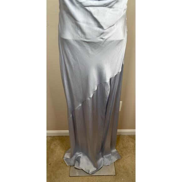 Retrofete Emery Crystal Embellished Silk Cowl Neck Dove Silver Maxi Dress Sz XS - Picture 5 of 8